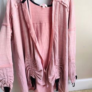Blush Detailed Cardigan W/ Hoodie
